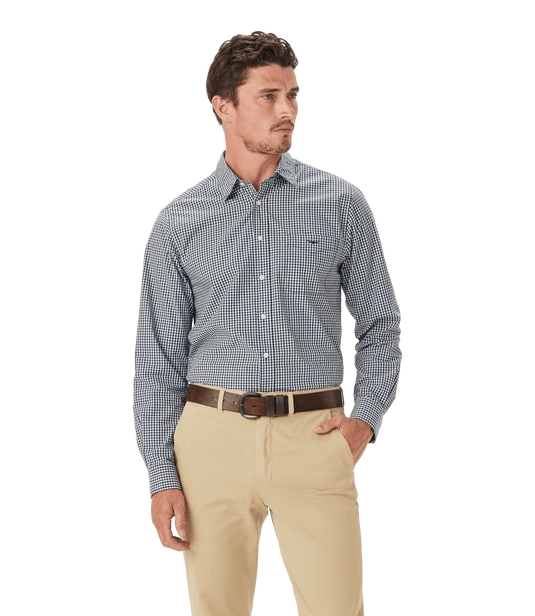 R.M. Williams Mens Classic Poplin Check Shirt