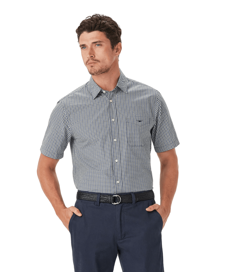 Load image into Gallery viewer, R.M. Williams Mens Classic Poplin Check Short Sleeve Shirt
