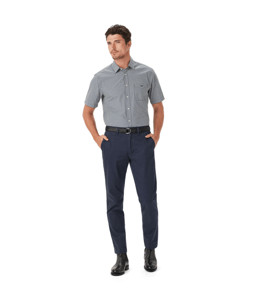 R.M. Williams Mens Classic Poplin Check Short Sleeve Shirt