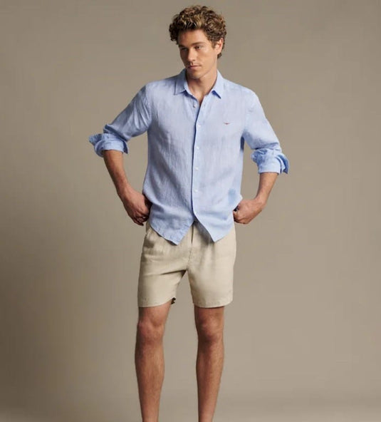 R.M. Williams Mens Newman Classic Linen Shirt - Sky Blue