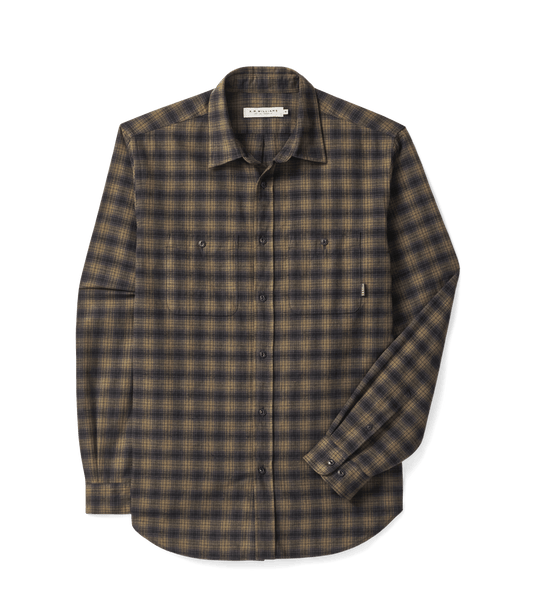 R.M. Williams Mens Coen Brushed Check Shirt - Khaki