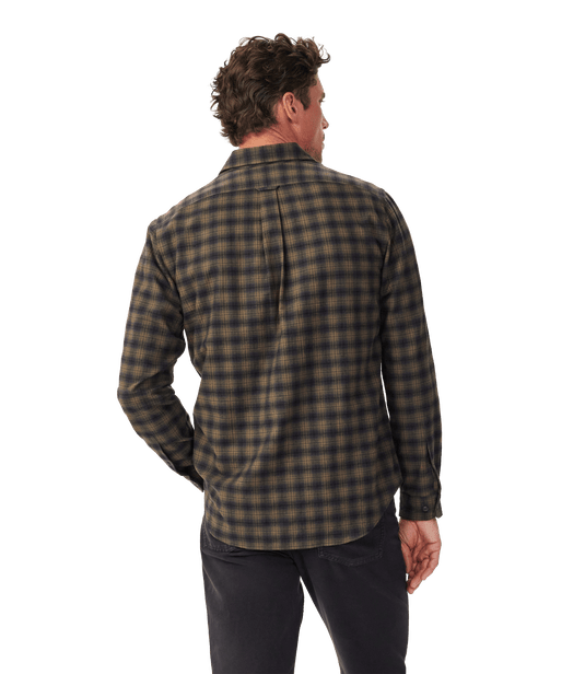 R.M. Williams Mens Coen Brushed Check Shirt - Khaki