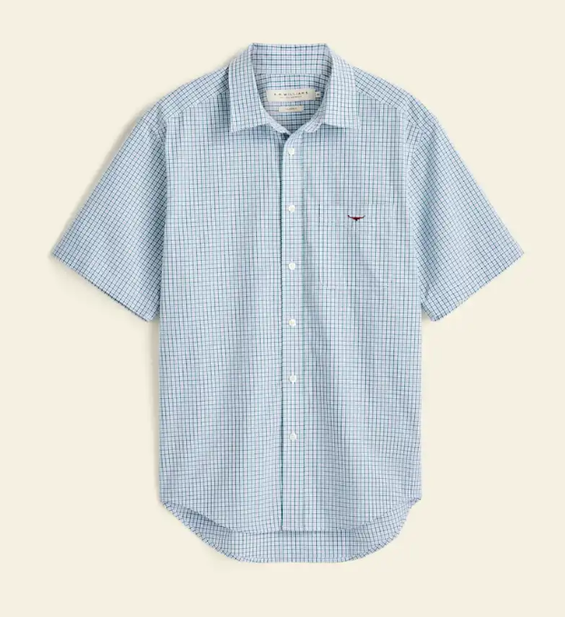 Load image into Gallery viewer, R.M. Williams Mens Quinn Poplin Check Short Sleeve Shirt
