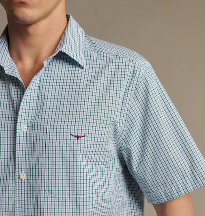 Load image into Gallery viewer, R.M. Williams Mens Quinn Poplin Check Short Sleeve Shirt

