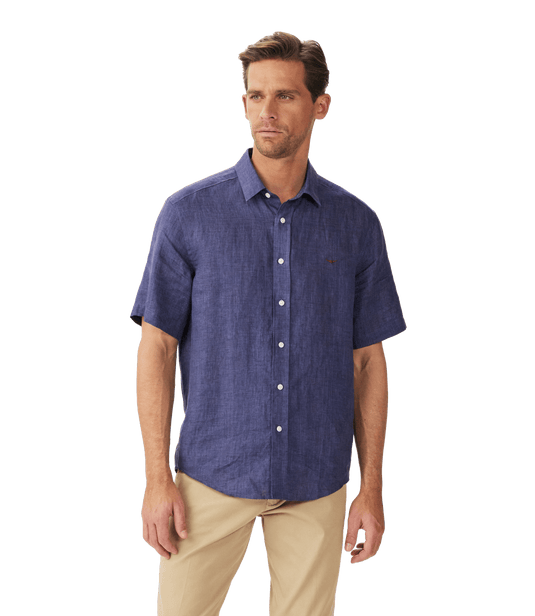 R.M. Williams Mens Newman Linen Short Sleeve Shirt