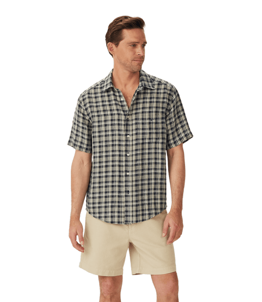 R.M. Williams Mens Toby Linen Short Sleeve Shirt