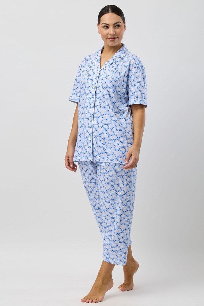 Load image into Gallery viewer, Schrank Womens Daisies 3/4 Pyjama Set - Blue
