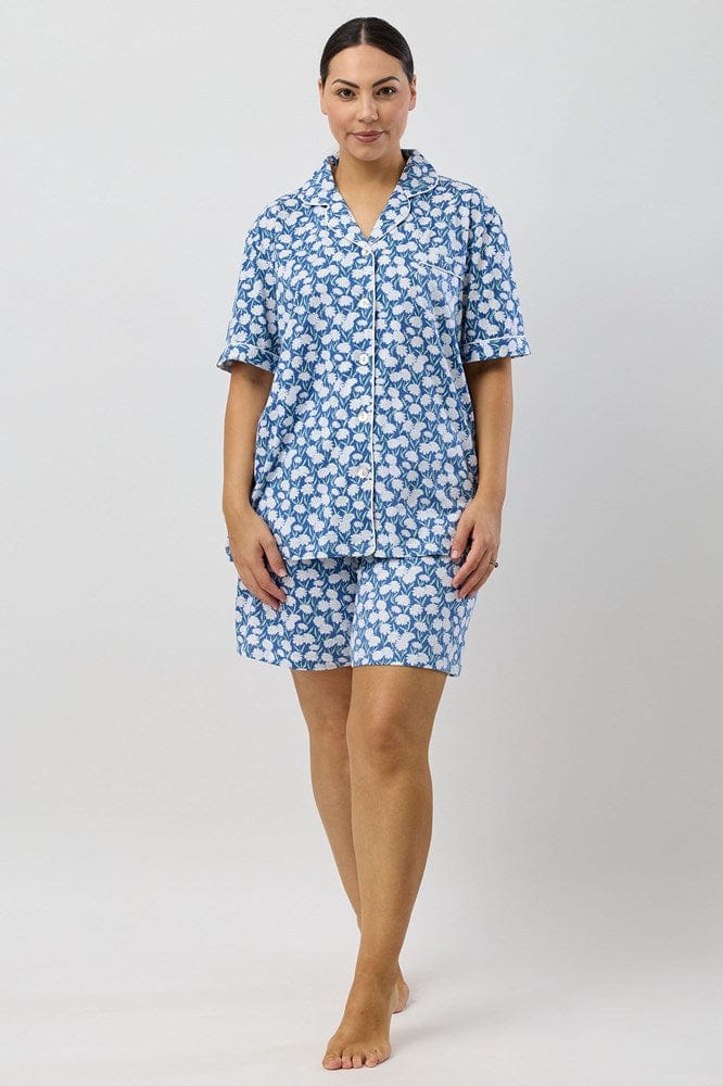 Load image into Gallery viewer, Schrank Womens Daisies Short Pyjama Set - Denim
