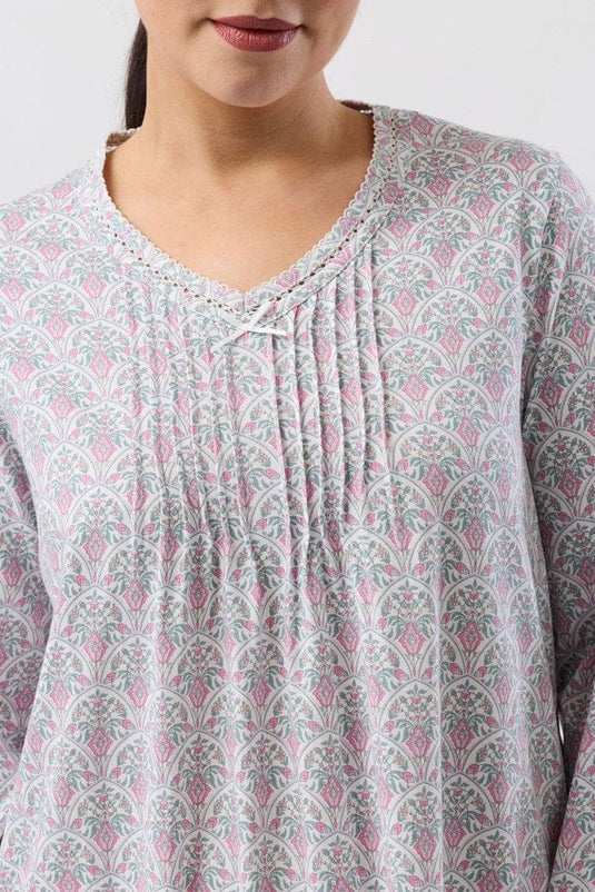 Schrank Womens Oriental Crochet Nightie - Pink