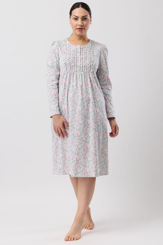 Schrank Womens Bouquet Ruffle Nightie - Sage