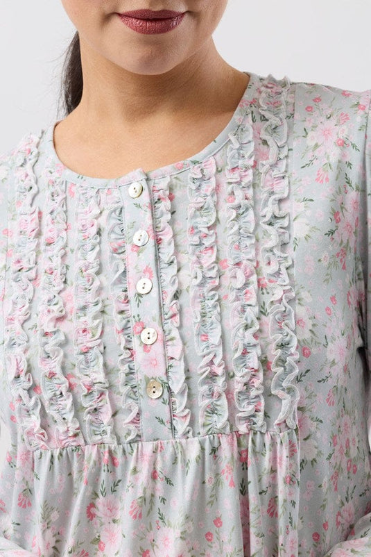 Schrank Womens Bouquet Ruffle Nightie - Sage