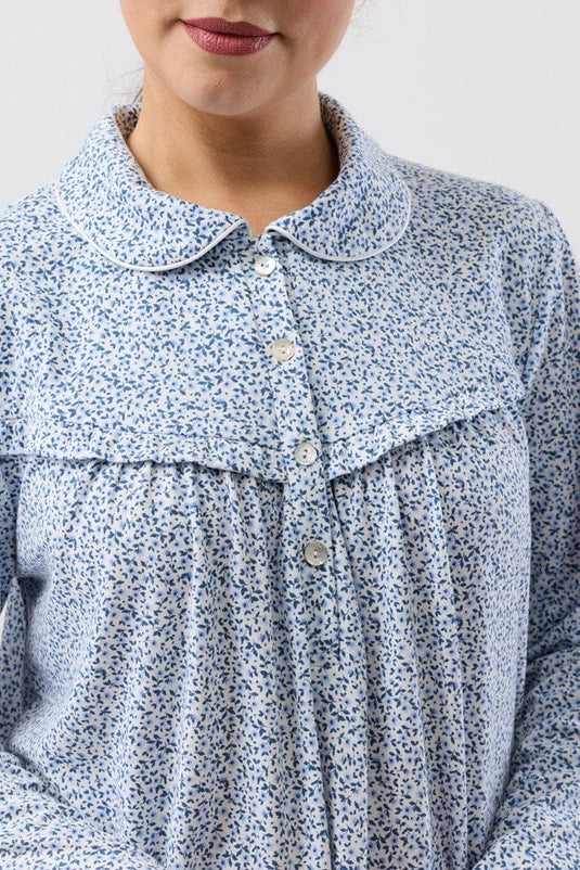 Schrank Womens Ditsy Collar Nightie - Denim