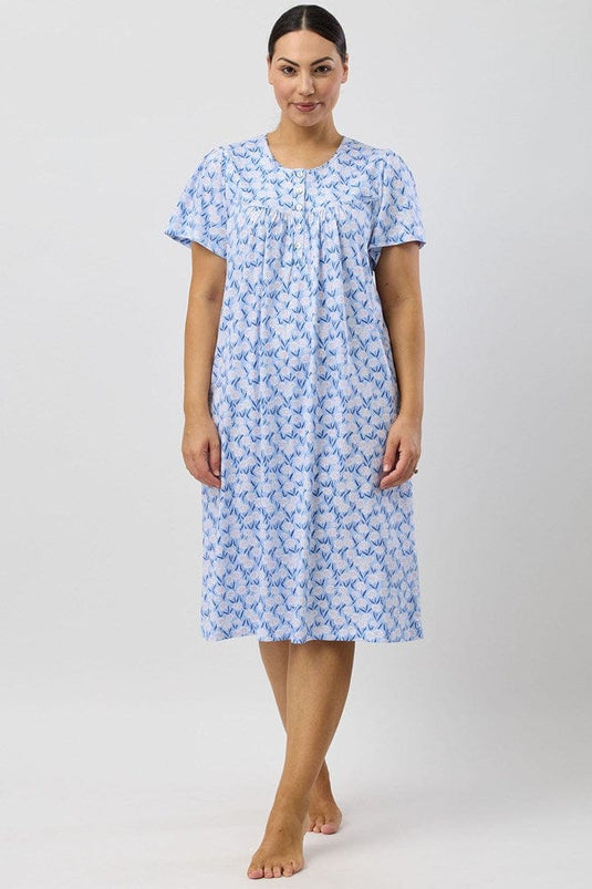 Schrank Womens Daisies Short Sleeve Nightie - Blue