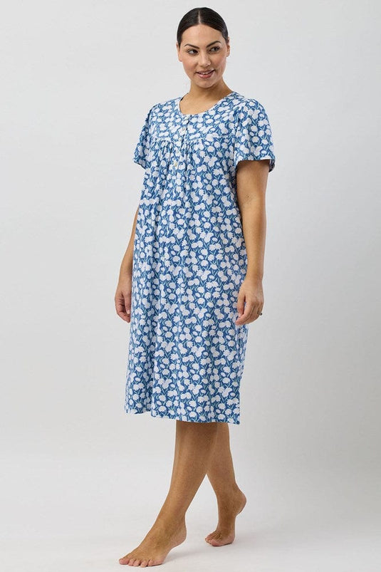 Schrank Womens Daisies Short Sleeve Nightie - Denim