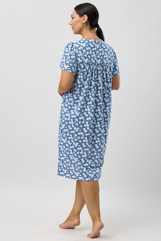 Schrank Womens Daisies Short Sleeve Nightie - Denim