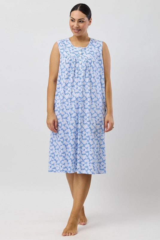 Schrank Womens Daisies Sleeveless Nightie - Blue