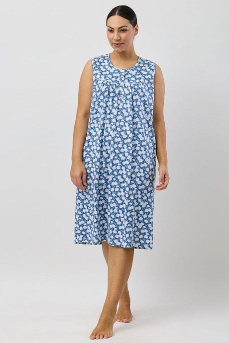 Schrank Womens Daisies Sleeveless Nightie - Denim