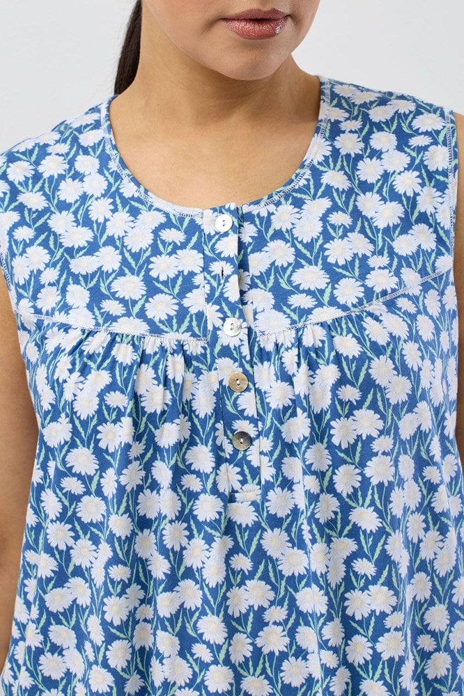 Load image into Gallery viewer, Schrank Womens Daisies Sleeveless Nightie - Denim

