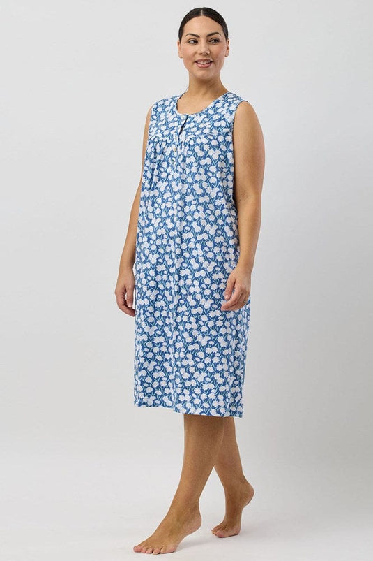 Schrank Womens Daisies Sleeveless Nightie - Denim