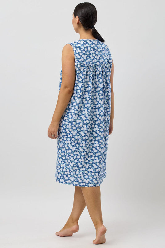 Schrank Womens Daisies Sleeveless Nightie - Denim