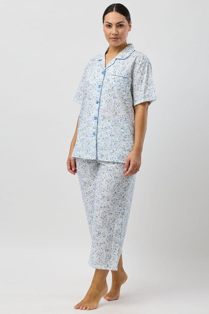Load image into Gallery viewer, Schrank Womens Pansies 7/8 Pyjama Set - Blue
