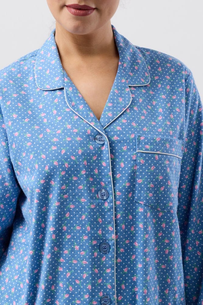 Load image into Gallery viewer, Schrank Womens Rose Spot PJ Set - Denim
