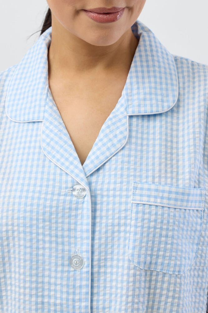 Load image into Gallery viewer, Schrank Womens Seersucker Check Short Pyjama Set - Blue
