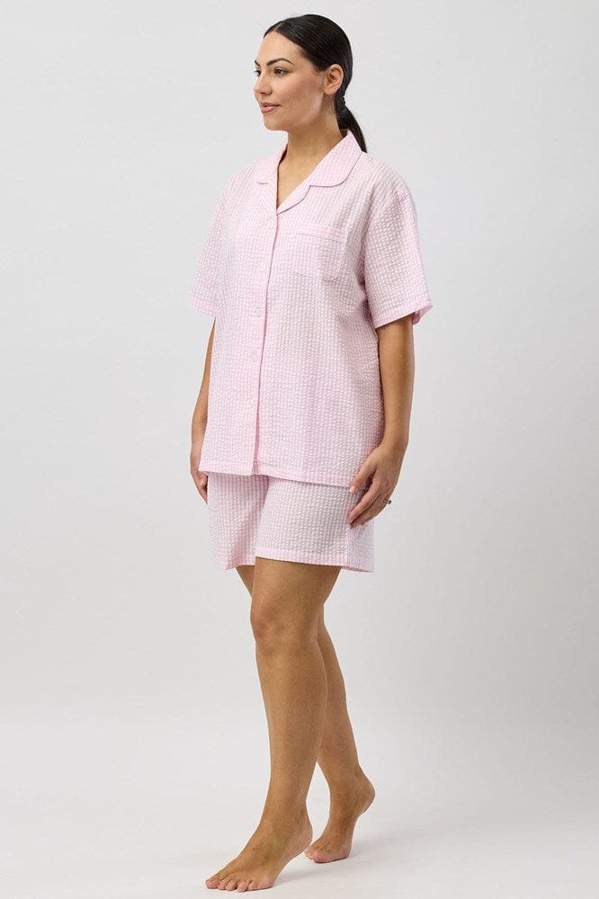 Load image into Gallery viewer, Schrank Womens Seersucker Check Short Pyjama Set - Pink
