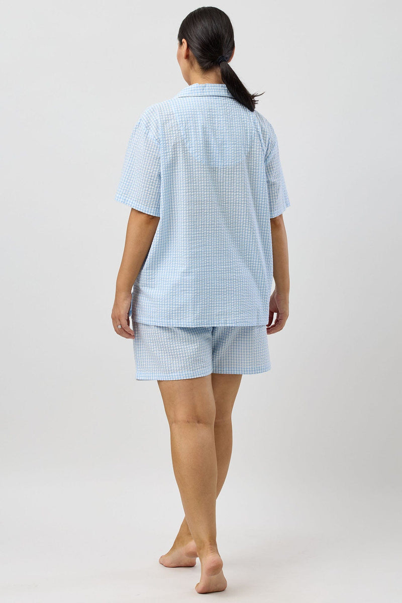 Load image into Gallery viewer, Schrank Womens Seersucker Check Short Pyjama Set - Blue

