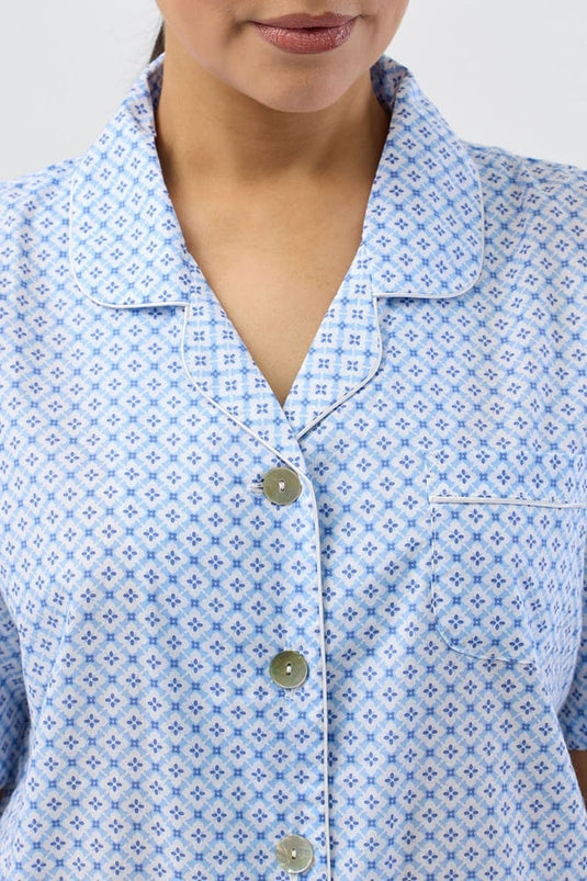 Schrank Womens Geo Short Pyjama Set - Blue