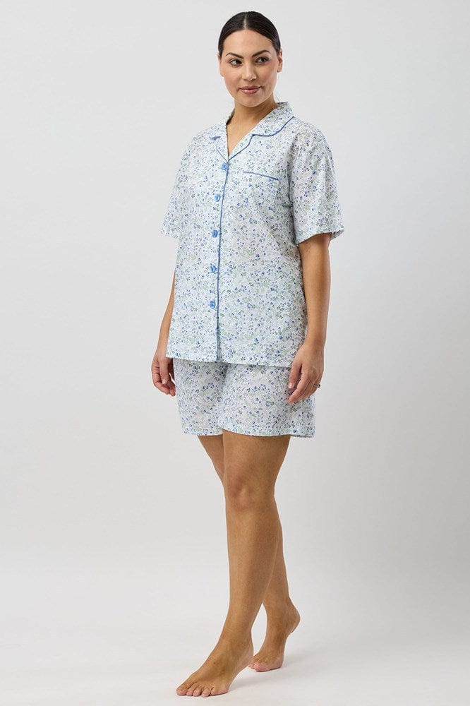 Load image into Gallery viewer, Schrank Womens Pansies Short Pyjama Set - Blue
