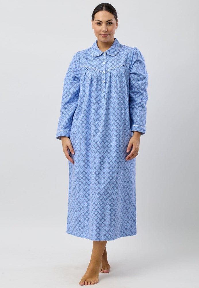 Load image into Gallery viewer, Schrank Womens Lattice Collared Nighti - Long Length

