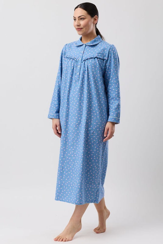 Schrank Womens Rose Spot Collar Nightie - Denim