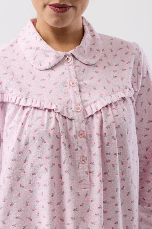 Schrank Womens Rose Spot Collar Nightie - Pink