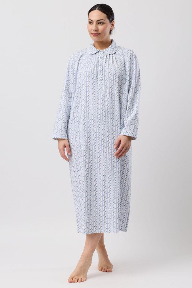 Load image into Gallery viewer, Schrank Womens Tulip Stripe Collar Nightie - Blue
