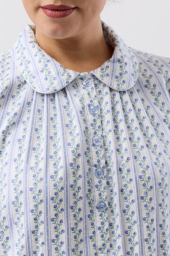 Load image into Gallery viewer, Schrank Womens Tulip Stripe Collar Nightie - Blue
