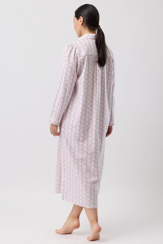 Schrank Womens Tulip Stripe Collar Nightie - Pink