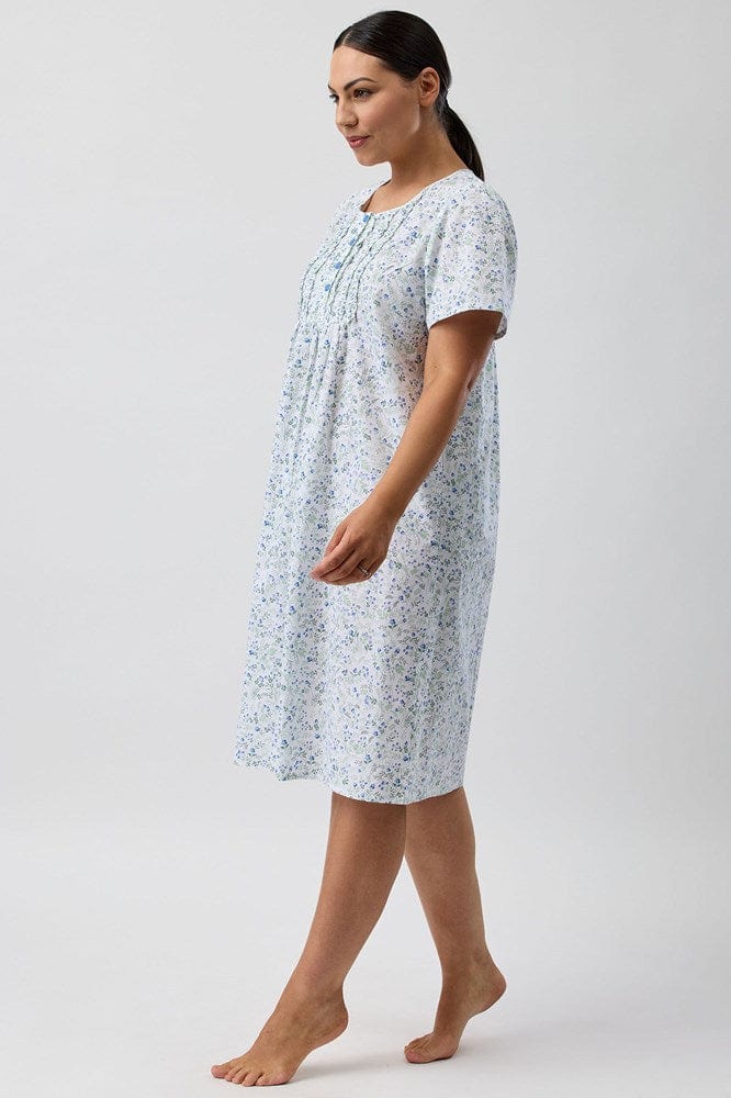 Load image into Gallery viewer, Schrank Womens Pansies Short Sleeve Nightie - Blue

