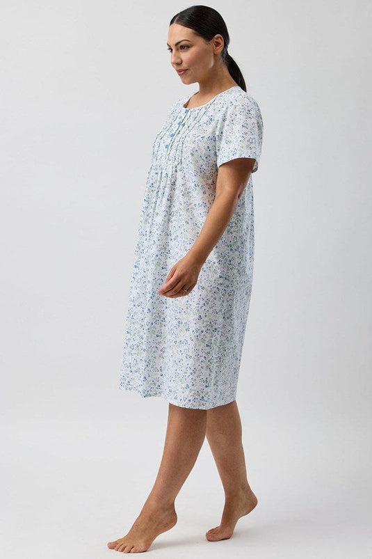 Schrank Womens Pansies Short Sleeve Nightie - Blue