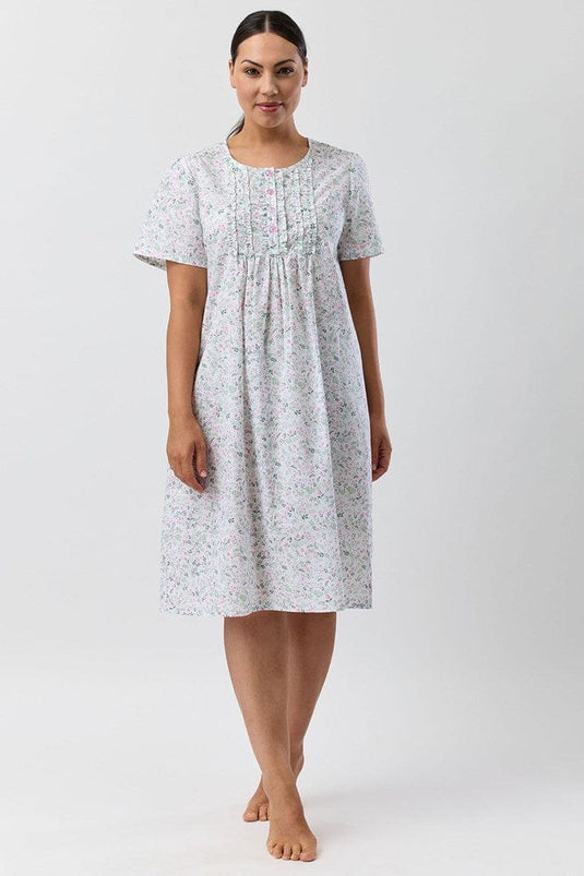 Schrank Womens Pansies Short Sleeve Nightie - Pink