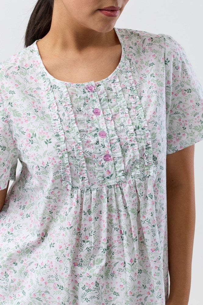 Load image into Gallery viewer, Schrank Womens Pansies Short Sleeve Nightie - Pink
