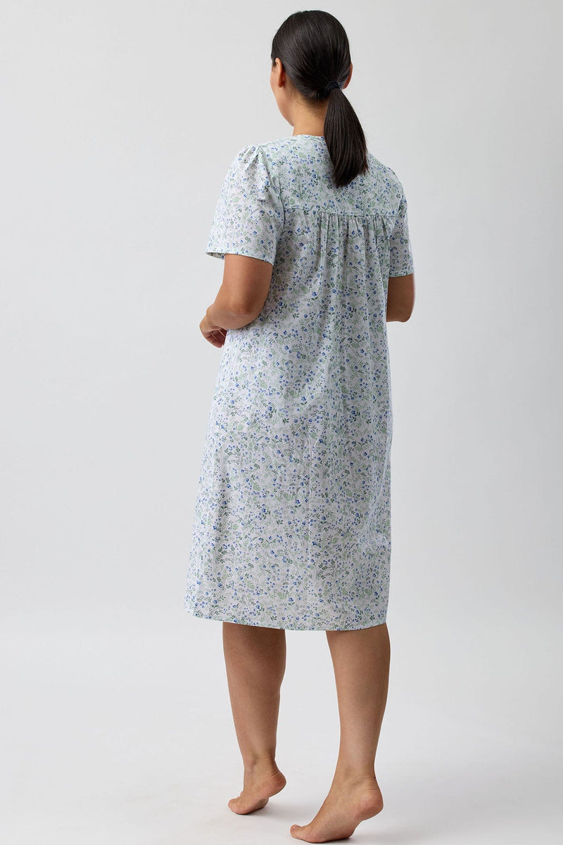 Load image into Gallery viewer, Schrank Womens Pansies Short Sleeve Nightie - Blue
