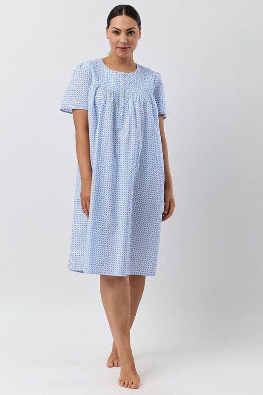 Schrank Womens Geo Short Sleeve Nightie - Blue