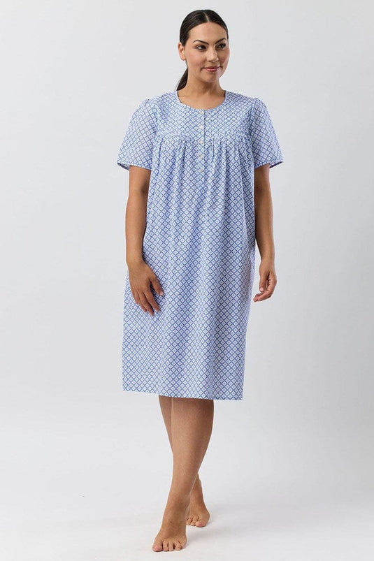 Schrank Womens Geo Short Sleeve Nightie - Denim