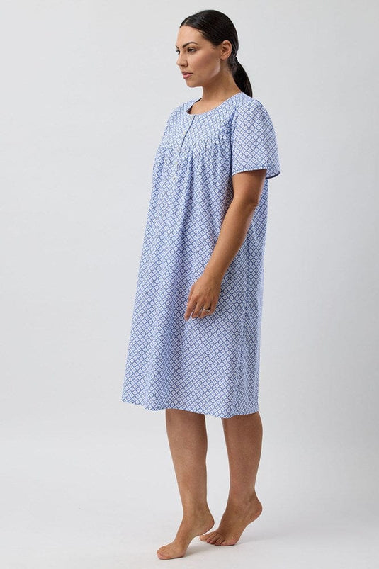 Schrank Womens Geo Short Sleeve Nightie - Denim