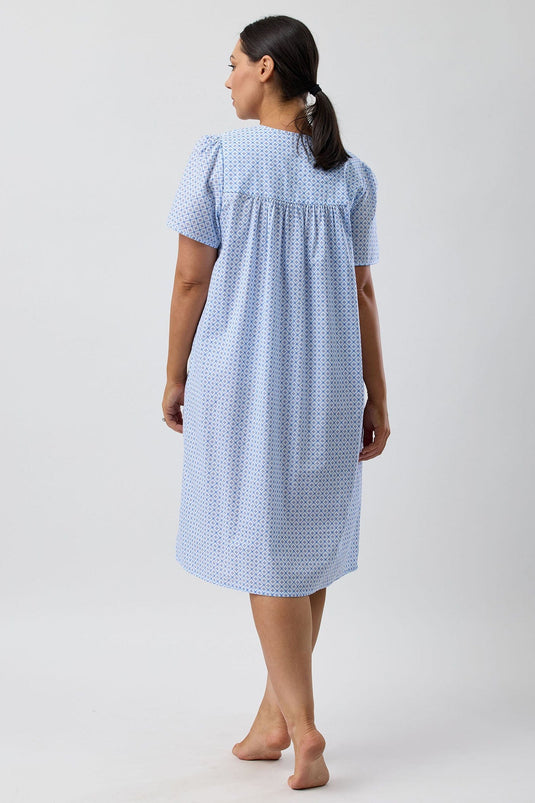 Schrank Womens Geo Short Sleeve Nightie - Blue