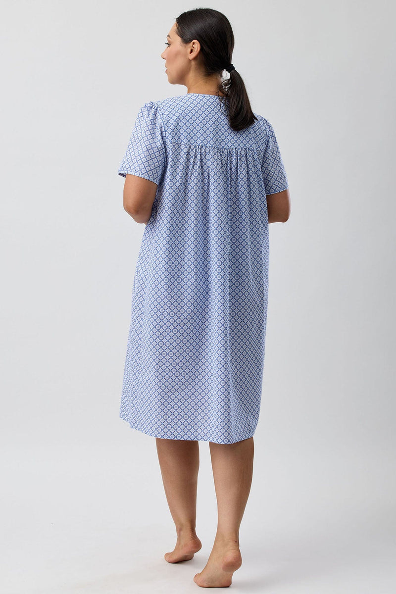 Load image into Gallery viewer, Schrank Womens Geo Short Sleeve Nightie - Denim
