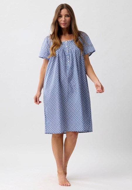 Schrank Womens Morocco Short Sleeve Nightie - Navy