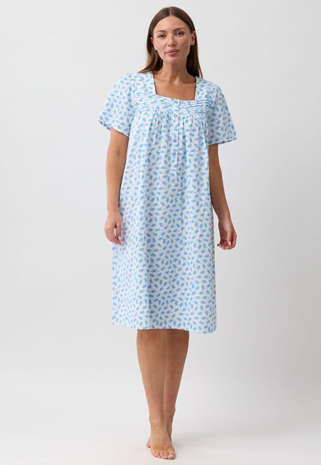 Schrank Womens Rosebud Short Sleeve Nightie - Blue