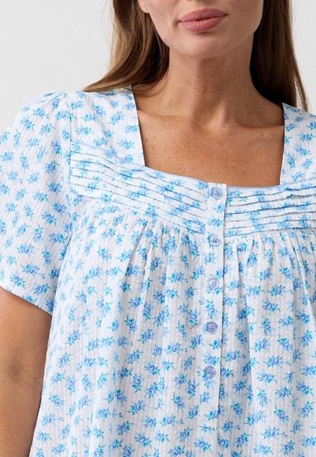 Load image into Gallery viewer, Schrank Womens Rosebud Short Sleeve Nightie - Blue

